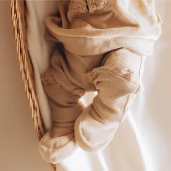 WOOLY ORGANIC Žebrované tepláčky s plyšovými oušky Savannah Velikost (od výrobce): 68/74