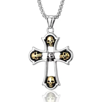 Oblečení a móda Přívěsek z chirurgické oceli Kříž s lebkami Inferno - Model BEZ ŘETÍZKU (pouze přívěsek)