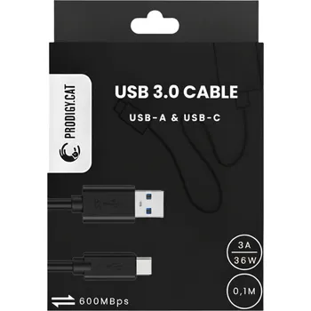 Datový kabel Kabel prodigy.cat USB - USB-C 0,1 m černý