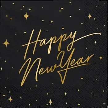 Papírový ubrousek Ubrousky Šťastný NOVÝ rok černé 20 KS 33 CM