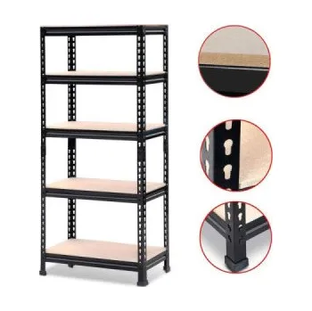 Dílenský regál Kovový zátěžový regál 592103, zatížení 750 kg, černý, 150 x 70 x 30 cm - B YAHEETECH