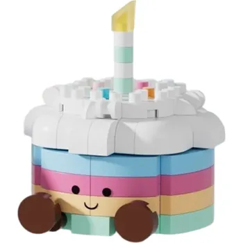 ostatní stavebnice Duhový narozeninový dort 4,0 x 4,15 x 4,55 cm ze 137 mikro cihliček Mini stavebnice sladkostí pro děti 8+ i dospělé Kreativní dekorace