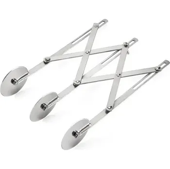 Váleček na těsto Kovový dělič těsta 24,5 × 3,3 cm se 3 kolečky Nastavitelný kráječ na pečení Víceúčelový kolečkový nůž na těsto a pizzu