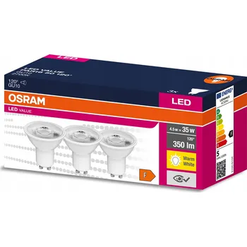 Žárovka 3 x OSRAM reflektor VALUE LED 4.5W 2700K GU10 120°
