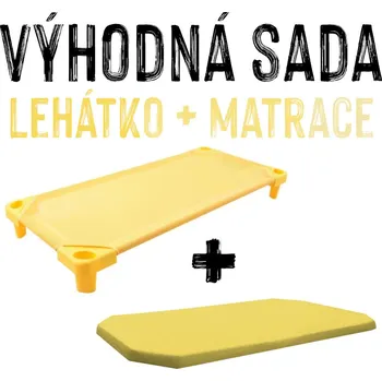 VÝHODNÁ SADA - Dětské lehátko s matrací LEONTÝNKA, žluté
