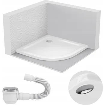 Sprchová vanička SPRCHOVÁ VANIČKA ČTVRTKRUHOVÁ 70x70 SLIM NÍZKÁ 5 CM BÍLÁ + SIFON