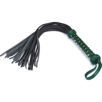 Liebe Seele Mossy Chic Heavy Leather Flogger with Studded Handle, luxusní kožené důtky