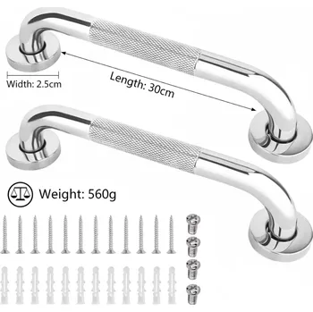 Bezpečnostní nerezové madla k vaně, sprše a dveřím – 2 ks