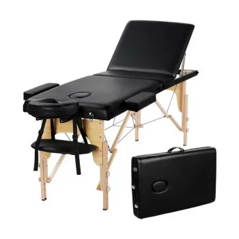 Masáž Nastavitelná 3skládací masážní postel pro salon 610889 black, černá - B YAHEETECH