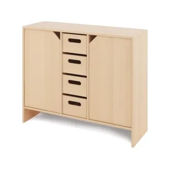 Zahradní úložný box Skříň L + velké dřevěné kontejnery a dvířka - CLASSICO