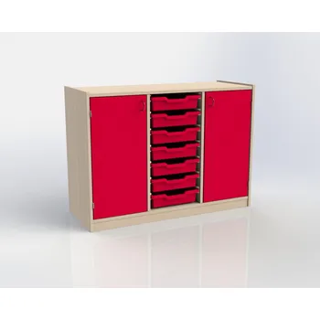 Koupelnový nábytek Skříňka ARI s dvířky, 4x police, 7x box, červená