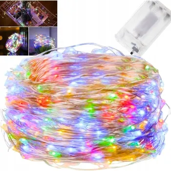 Vánoční dekorace DRÁTKOVÉ MIKRO SVĚTELNÉ ŘETĚZY 50 LED NA BATERIE MULTI COLOR