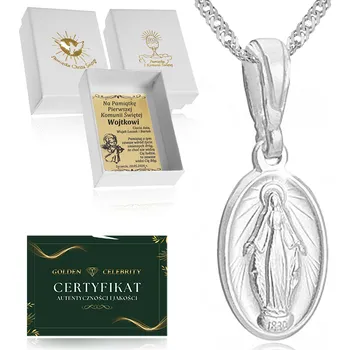 Řetízek STŘÍBRNÝ ŘETÍZEK + MEDAILON 925 DÁREK PRO DÍVKU KE SVATÉMU PŘIJÍMÁNÍ, K PRVNÍMU ROCE