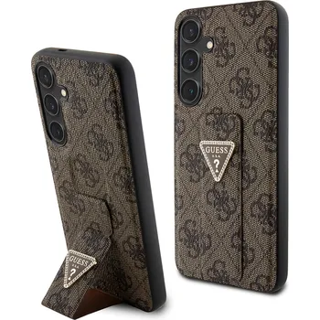 Pouzdro na mobilní telefon Guess Grip Stand 4G Triangle Strass pro Samsung Galaxy S24 hnědý