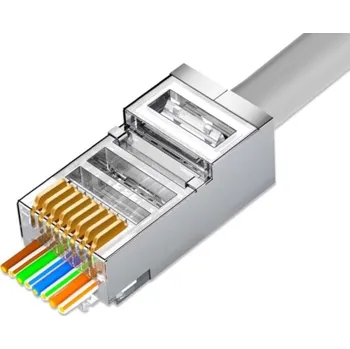 Síťový kabel Konektor RJ45 - Průchozí Cat5e FTP 8p8c, drát