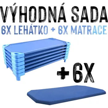 Zahradní lehátko VÝHODNÁ SADA - 6x Dětské lehátko s matrací LEONTÝNKA, modré