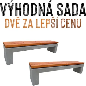 Zahradní lavice VÝHODNA SADA - 2x Betonová lavice LEGATO, 200 x 40 cm