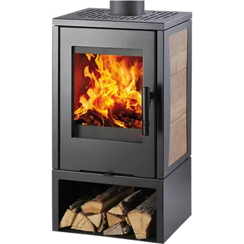 Krbová kamna VENTO, černá, sokl+víko plechové, boční obklad dlažba