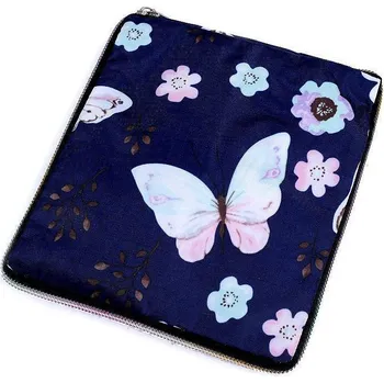 Nákupní taška Skládací nákupní taška se zipem pevná 38x44 cm Varianta: 20 modrá tmavá motýl, Balení: 1 ks