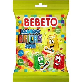 Bonbon Odra Želé Bonbony Bebeto Rainbow Bricks Sour Kyselé Veganské 80G