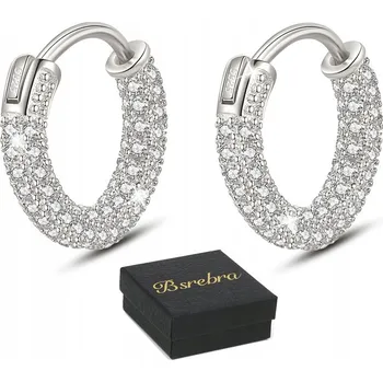 Náušnice Stříbrné Náušnice RYZOST 925 KOLEČKA OBRUČE STŘÍBRO KOLEČKA se zirkony Dámské