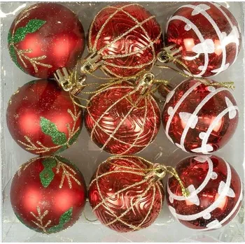 Vánoční dekorace Sada ozdobných koulí (9 ks), dekorace na vánoční stromeček dekorace, věnec
