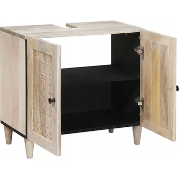 Šatní skříň Koupelnová skříňka s dvířky Bílá 62 x 33 x 58 cm Mango dřevo