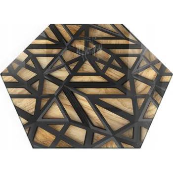 Obraz Skleněná ochrana podlahy pod Kamna Kozu Geometrie s dřevem h40