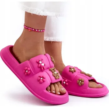 Dámské pantofle NAZOUVÁKY DÁMSKÉ PĚNOVÉ LEHKÉ S OZDOBAMI FUCHSIOVÉ 40/41