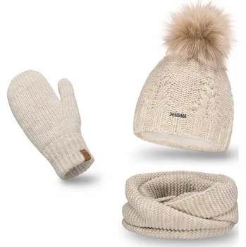 Čepice PaMaMi sada: čepice, nákrčník (rolák), rukavice, univerzální velikost, béžová
