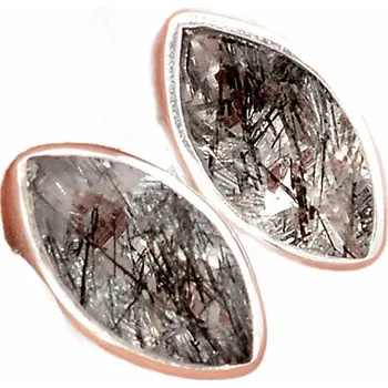 Náušnice Turmalín v křišťálu broušený náušnice pecky stříbro Ag 925 E80 0,6 cm, 1,5 g