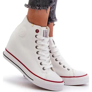 Dámské tenisky DÁMSKÉ TENISKY NA SKRYTÉM KLÍNKU CROSS JEANS NN2R4004 BÍLÉ 41