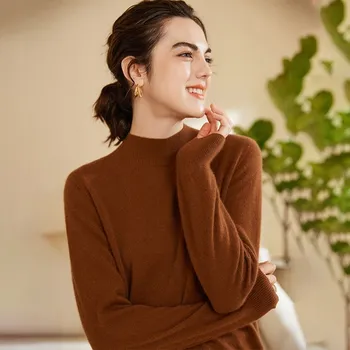 Dámský svetr Dámský luxusní svetr ze 100% kašmíru s rolákem – Lehký pletený zimní svetr