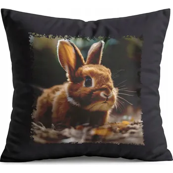 Polštář POLŠTÁŘ ČERNÝ DÁREK - KRÁLIČÍ ZVÍŘATA