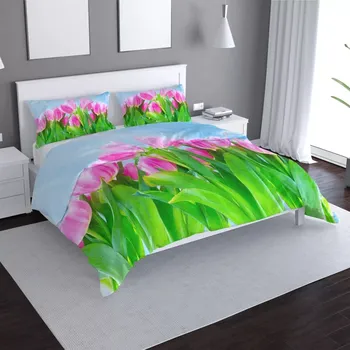 Povlečení Sablio Povlečení Růžové tulipány - 140x200 / 90x70