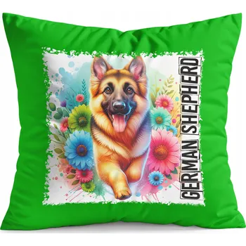 Polštář POLŠTÁŘ ZELENÝ DÁREK - PES PSI PEJSEK PLEMENO NĚMECKÝ OVČÁK