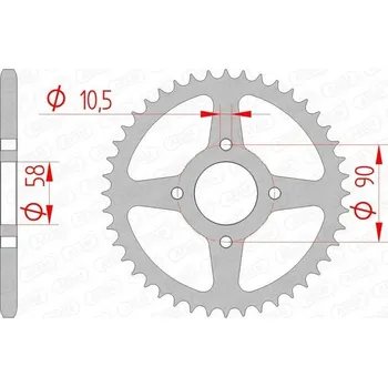 Nářadí na motocykly AFAM ROZETA ZADNÍ MOTO. OCELOVÁ, POZINKOVANÁ, STŘÍBRNÁ