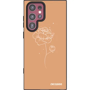 Pouzdro na mobilní telefon Picasee silikonový černý obal pro Samsung Galaxy S22 Ultra 5G - Peonies