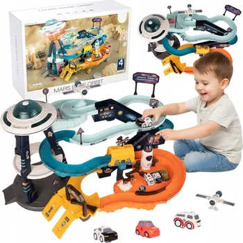 autodráha ZÁKLADNA VESMÍRNÁ STANICE AUTODRÁHA MARŤANSKÁ RAKETA AUTA PRO DĚTI 3+