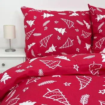 Povlak na dekorativní polštářek Bavlněný povlak na polštář - VÁNOČNÍ STROM ČERVENÝ Zapínání: zip, Velikost polštáře: 45x65