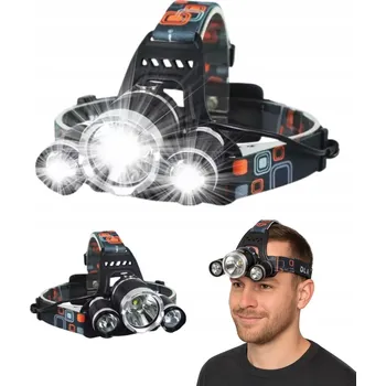 Čelovka Latarka Czołowa Czołówka Wodoodporna 3x LED T6 na Baterie 1000 Lumenů