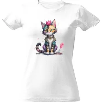 Dámské tričko Tričko s potiskem kočka punkáč dámské