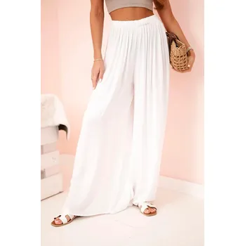 Dámské kalhoty Široké volné kalhoty s gumičkou v pase model 3180 bílé