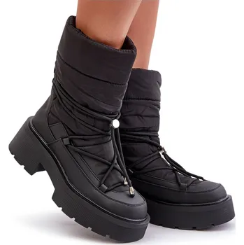 Dámská zimní obuv Dámské sněhule na platformě a plochém podpatku černé 36