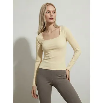 Dámské oblečení Sinsay - Pruhované tričko s dlouhými rukávy - žlutá - 528HC-10X - 528HC-10X-XXL