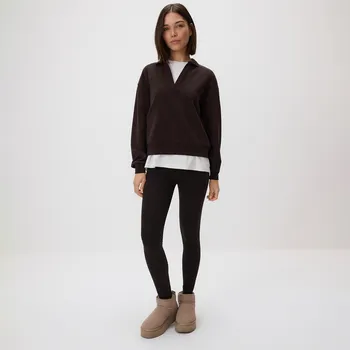 Dámské oblečení Reserved - Legíny s&nbsp;vysokým podílem bavlny - tmavě hnědá - 013HT-89X - 013HT-89X-S