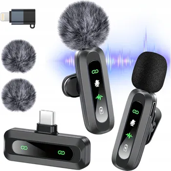 Mikrofon 2x BEZDRÁTOVÝ MIKROFON KRAWATOWY PRO IPHONE ANDROID Youtube TikTok SADA