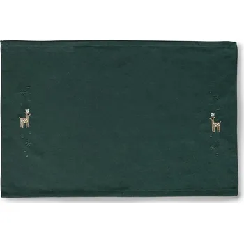 Talíř Juna, Prostírání Christmas Fable, se vzorem sobů, 43 x 30 cm, tmavě zelené - Formadore