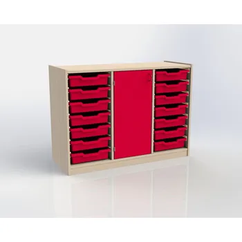 Koupelnový nábytek Skříňka ARI s dvířky, 14x box, červená