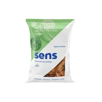 Slaná pochutina Proteinové chipsy s cvrččím proteinem česnek a bylinky 80 g